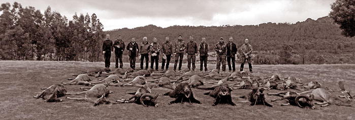groupe d'amis de chasse en monteria à Val Feitoso